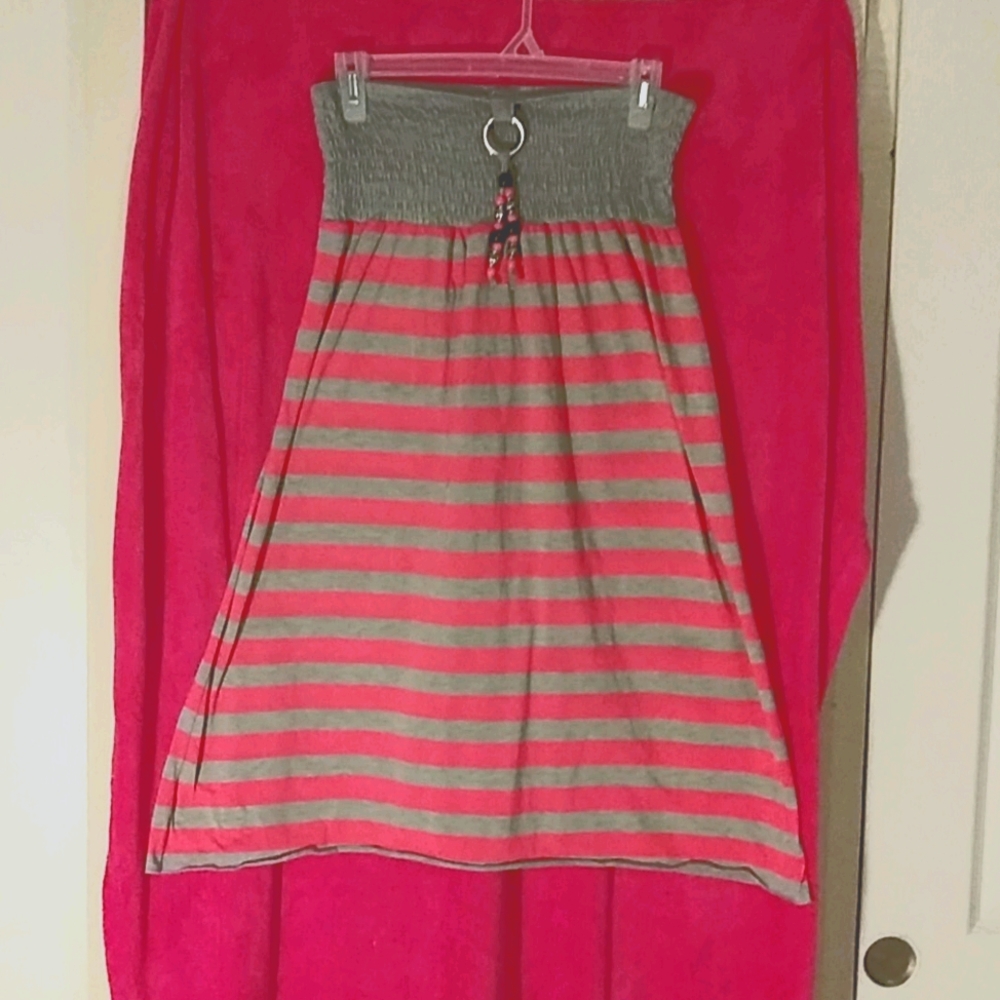 Pink and grey halter summer dress